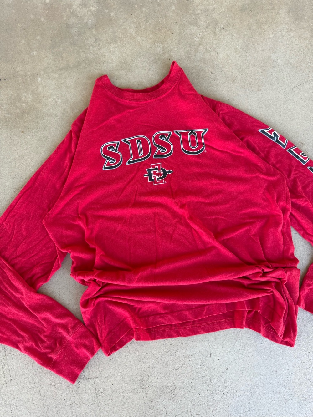 Champion SDSU San Diego State Aztecs Long Sleeve Shirt Red — Size Large